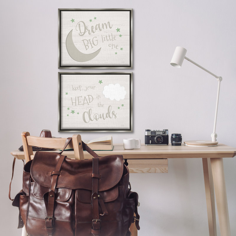  Nursery Dreams Quotes, ensemble de 2 toiles flottantes encadrées par Natalie Carpentieri, H 17 po x l 21 po