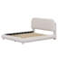 Lit plateforme tapissier avec tissu épais, structure solide et design courbé élégant-114399567-114399569