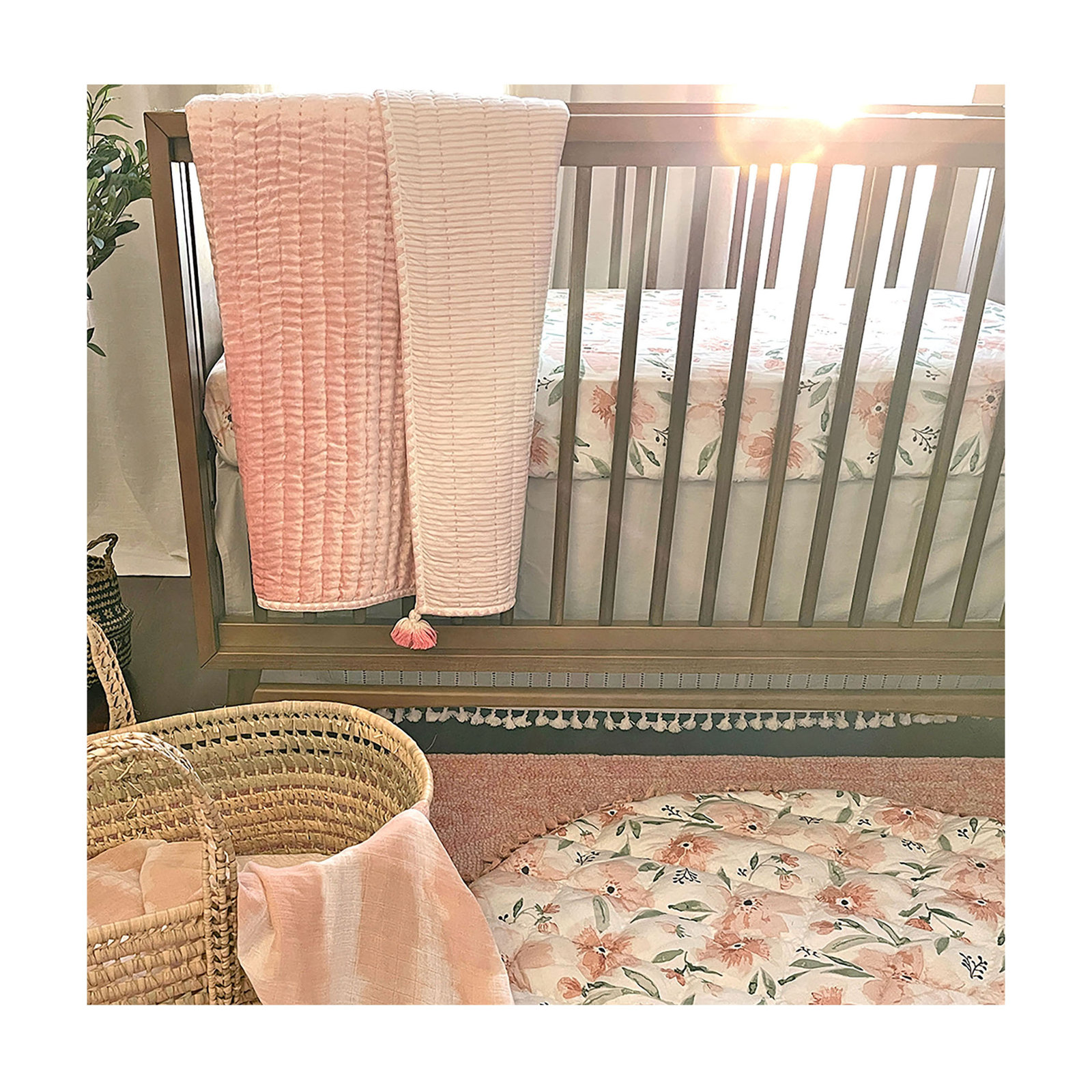 Floral Cotton Fitted Crib Sheet