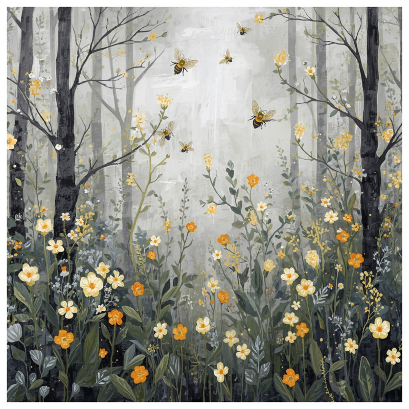 Housses de couette forêt avec fleurs sauvages, King