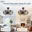 Ventilateurs de plafond 26 po à cage noire avec télécommande d'application pour la chambre à coucher de patio, ventilateur encastré de ferme avec minuterie réversible à 6 vitesses -1086386088-1086386089