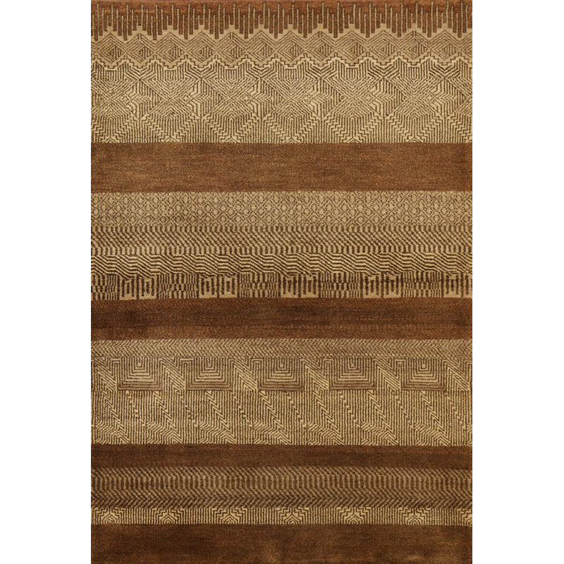 Tapis brun en laine Gabbeh Kashkoli noué à la main 4 x 6