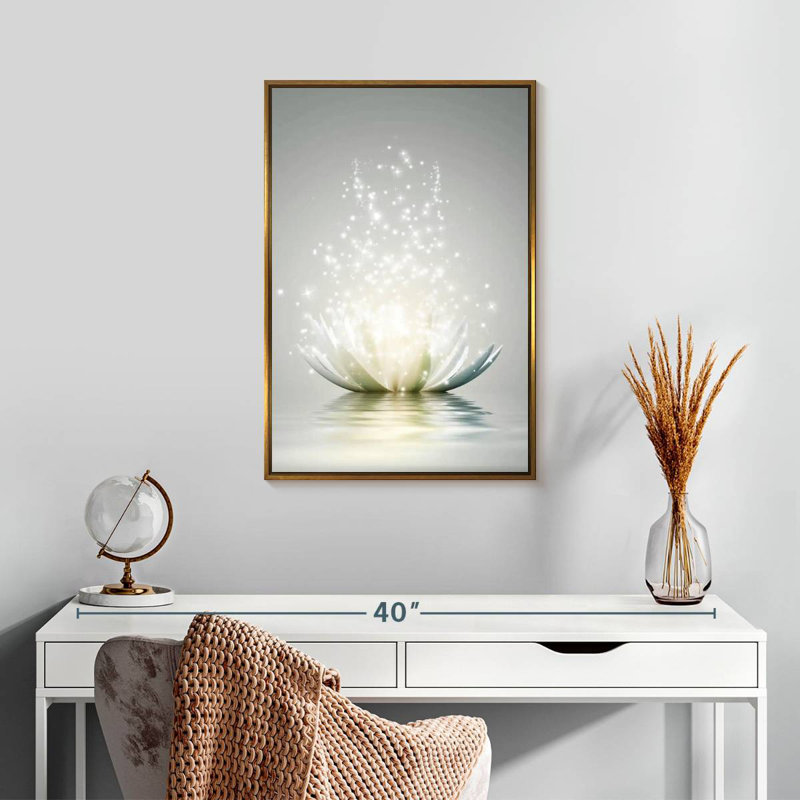 Lotus Sparkle, Floating Frame Gold, 17" x 25"