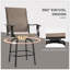 Ensemble de 2 tabourets de bar pivotants d'extérieur avec accoudoirs, chaises de patio à hauteur de bar avec cadre en acier pour balcon, bord de piscine, arrière-cour, brun
