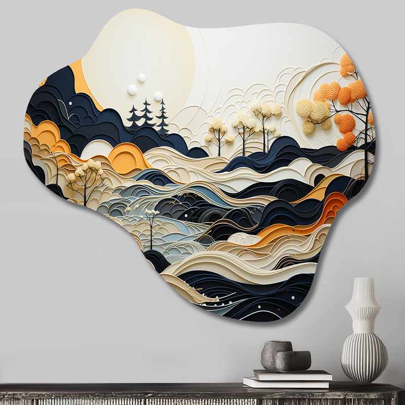 Walpole - nuage abstrait dessin au trait paysage art en métal, sculpture murale asymétrique en métal, H 22 po x l 30 po