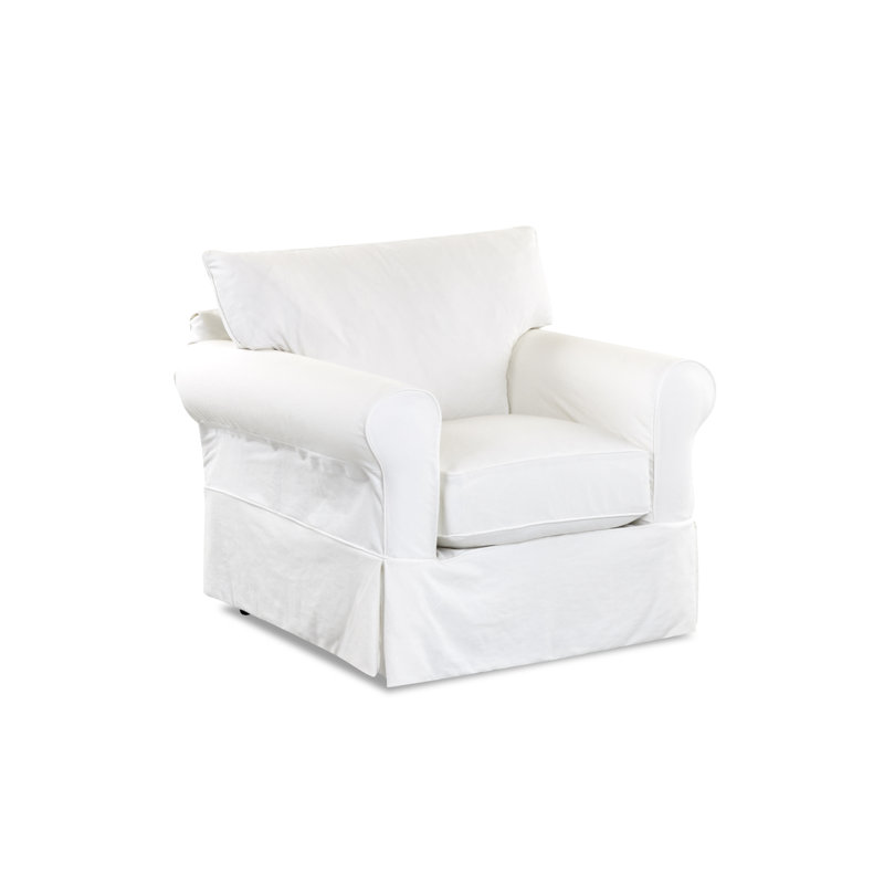 Fauteuil Amari, Blanc sergé décoloré classique