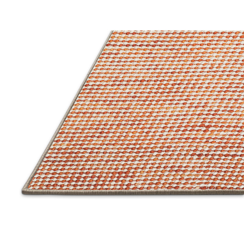 Tapis contemporain brun / rouge, Rectangle 5 pi x 7 pi