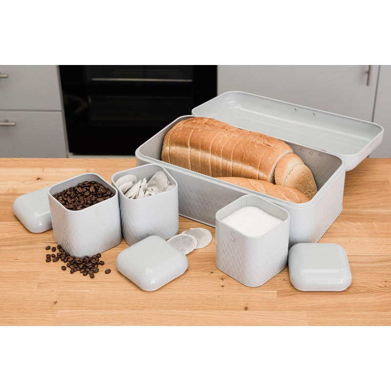 4 Piece Kitchen Canister Set, Grey