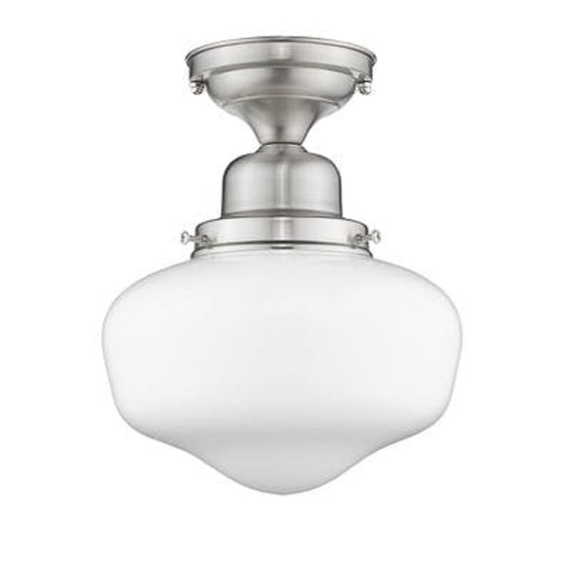 Plafonnier semi-encastré 1 lumière 8,5 po Alberga, Nickel satiné