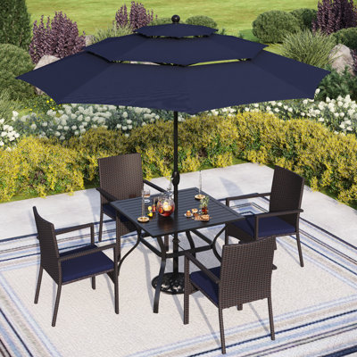 Alyah 4 - Person Patio Dining Set with Rectangular Table , Cushions Included