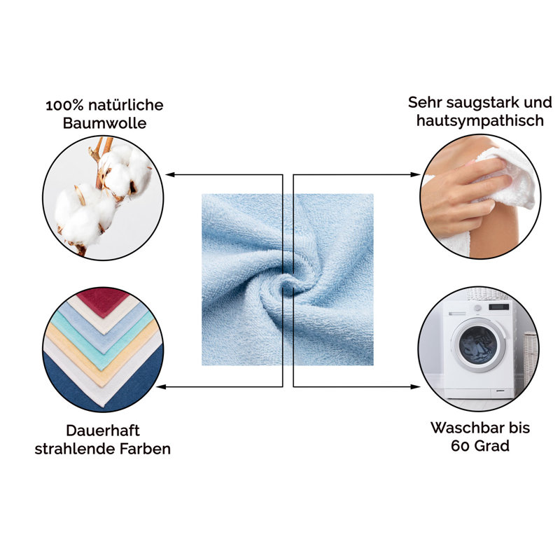 Midweight Hand Towel, Light Blue