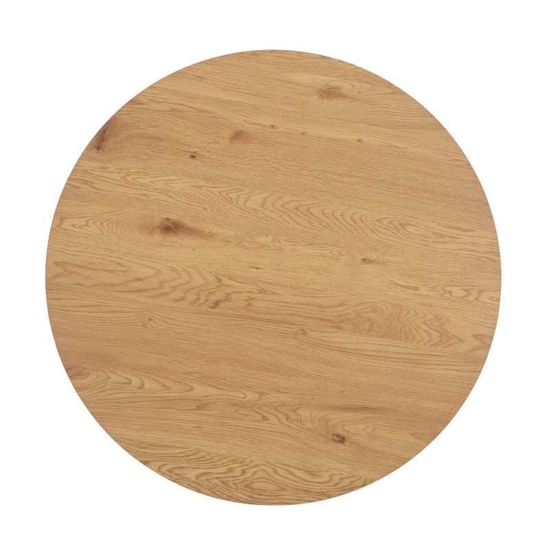 Holmen Round Metal Base Dining Table, Medium Wood