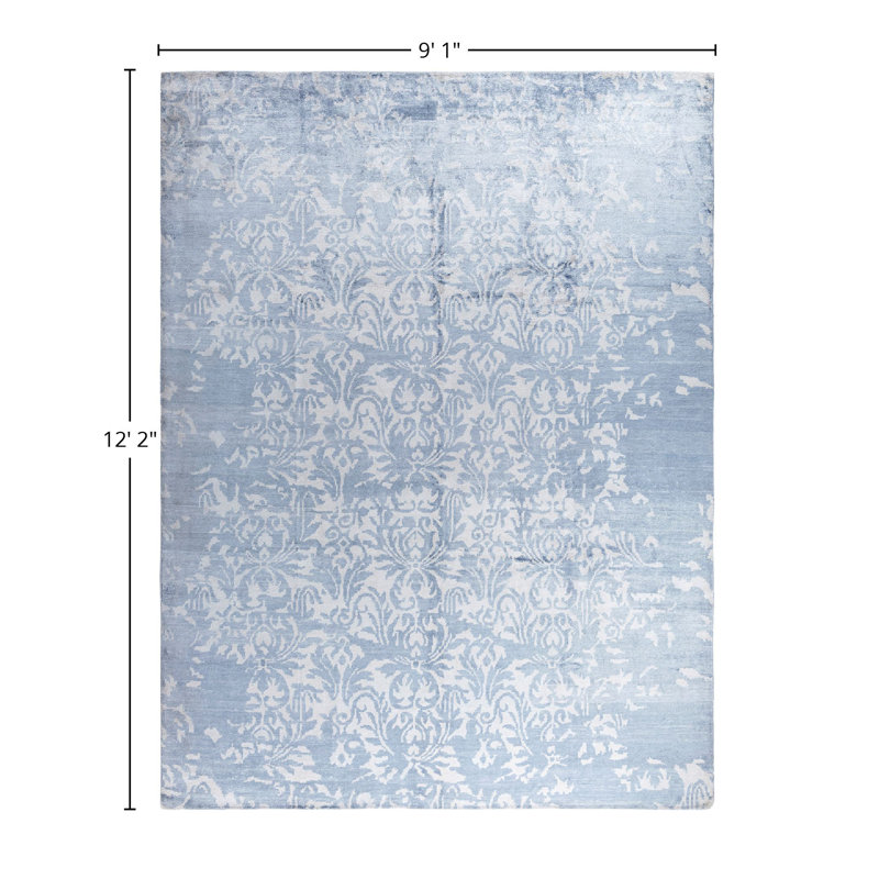 Overdyed One-of-a-Kind Rectangle 9'1" X 12'2" Hand Knotted Area Rug