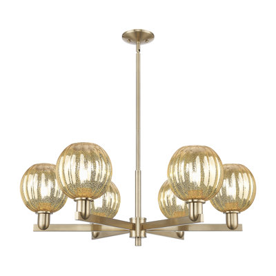 Hailsham - 6 Light Globe Shade Stem Hung Chandelier