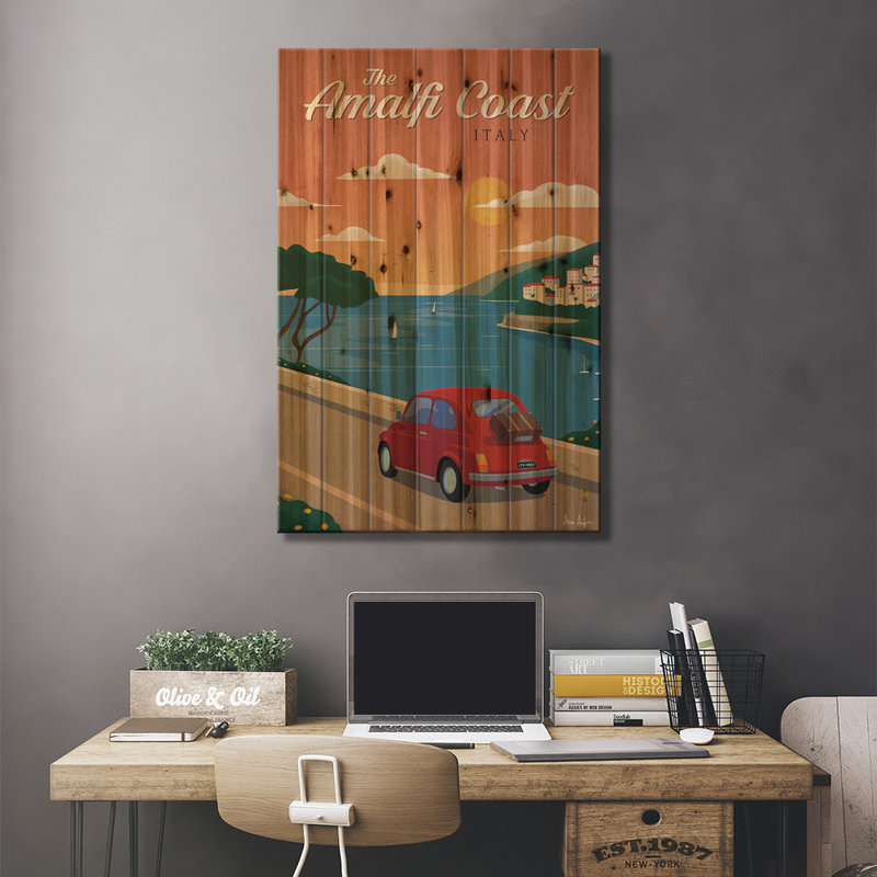 Amalfi Coast par Ideastorm Studios - impression sur bois sans cadre, H 26 po x l 18 po x P 1,5 po