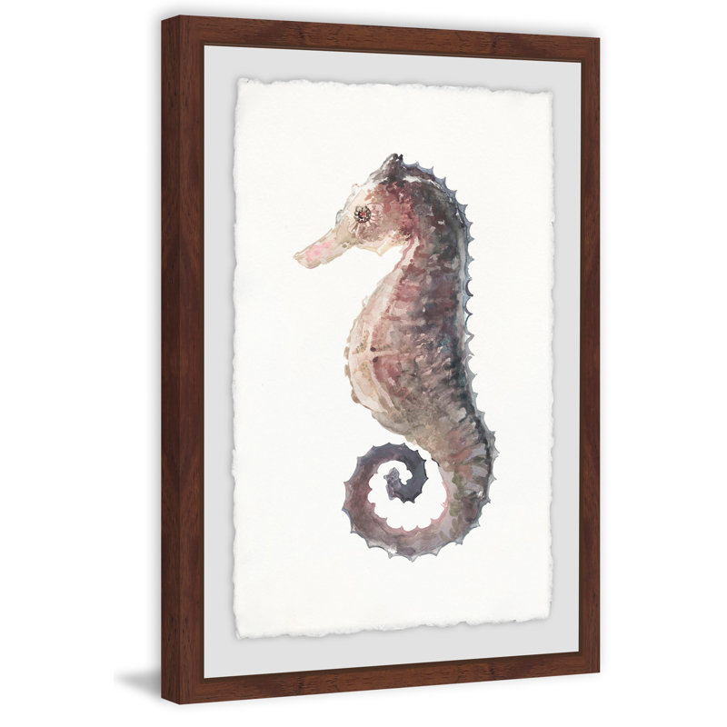 Stiff Seahorse - Single Picture Frame Painting, 91 cm H x 61 cm W x 4 cm D, Puce