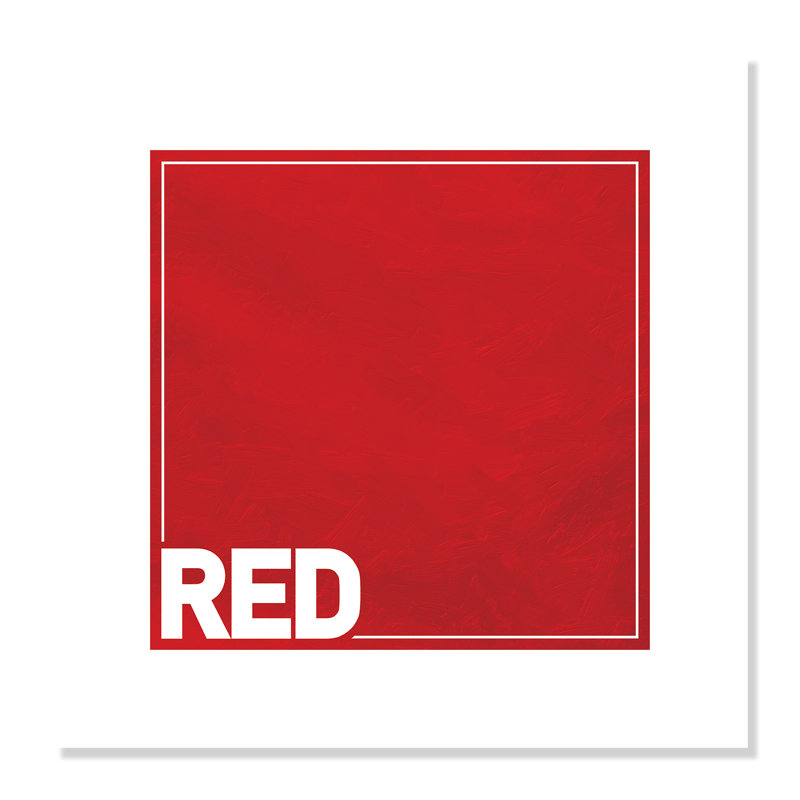 Impression sur papier roulé rouge, H 20 po x l 20 po x P 1 po