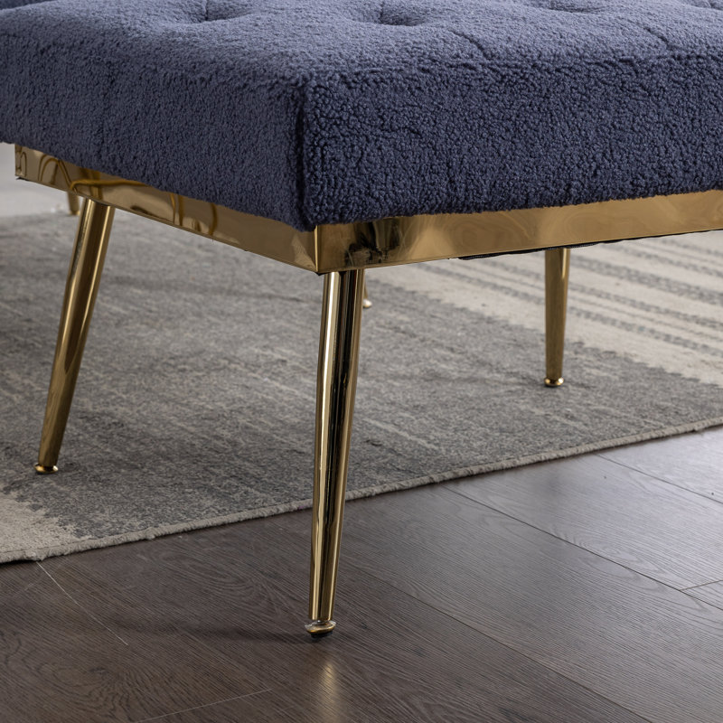 Chaise longue inclinable Hetum, Bouclé bleu marine