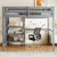 Lit mezzanine simple en bois avec tablettes, bureau et tableau d'écriture - Gris