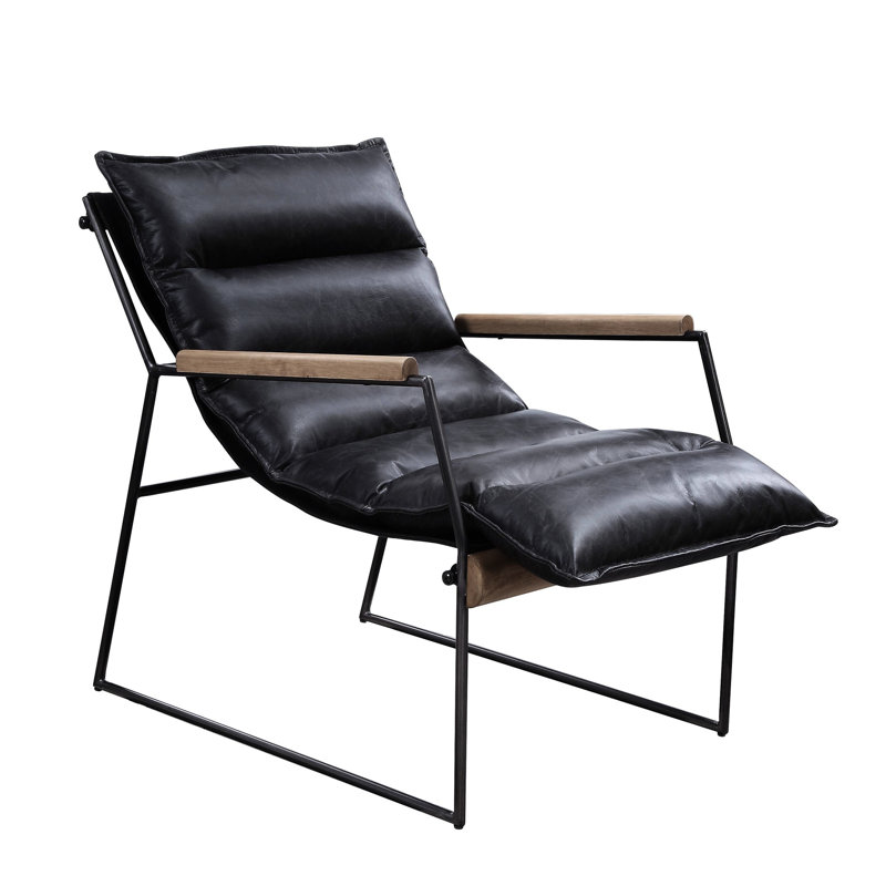 Chaise d'appoint en fer mat avec siège en cuir - Base luge