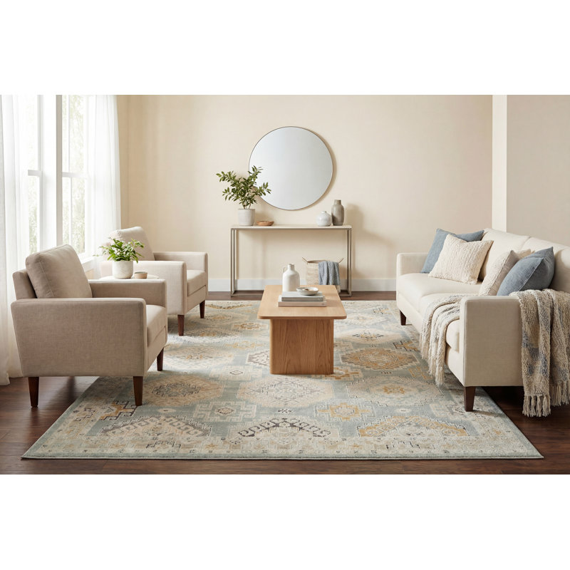 ANNALISE 2X3.11 7607-581 BLUE/BEIGE/CREAM, Rectangle 2' x 3'11"