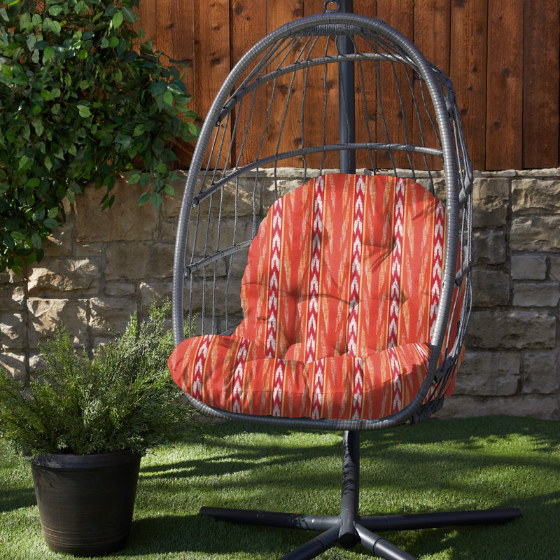 Sunbrella Outdoor 4'' Adirondack Chair Seat Cushion, Orange Ikat Chevron Stripe Flame