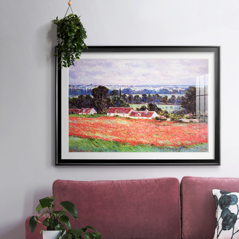 «Poppy Field At Giverny», 1885, reproduction d'art encadrée, Noir, H 27 po x l 39 po x P 1,5 po