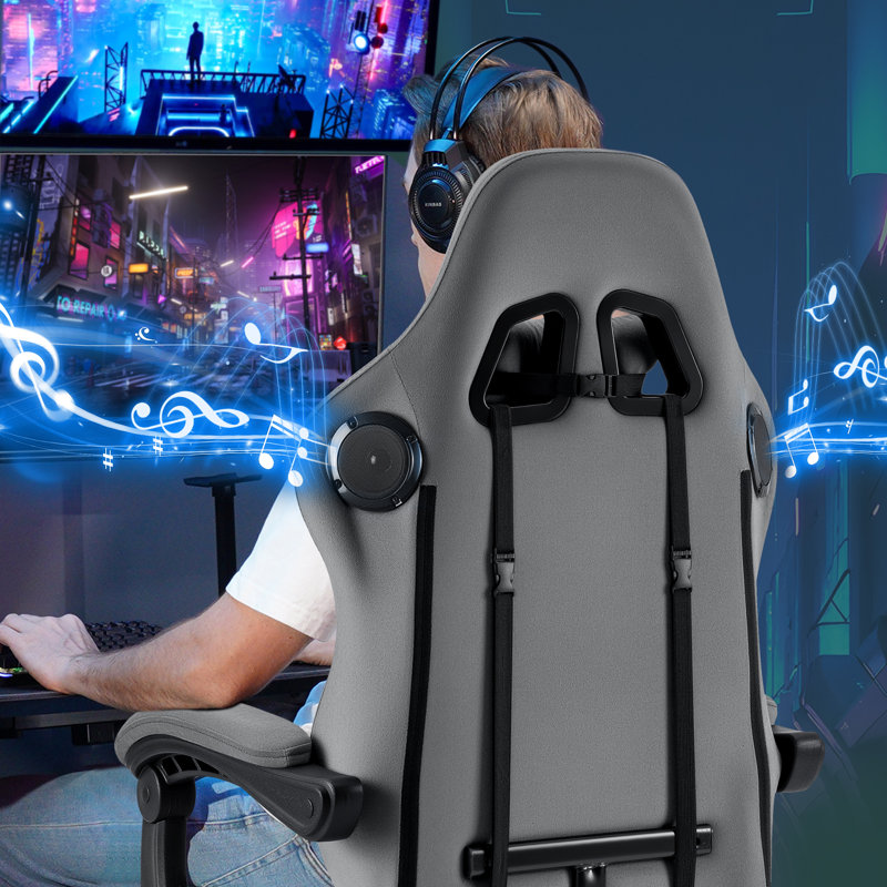 Fauteuil de jeu avec haut-parleurs Hoffree, Gris