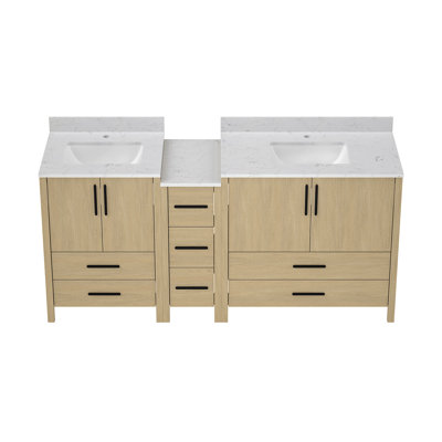 72"W×22"D×34"H Double Sinks Bathroom Vanity Cabinet