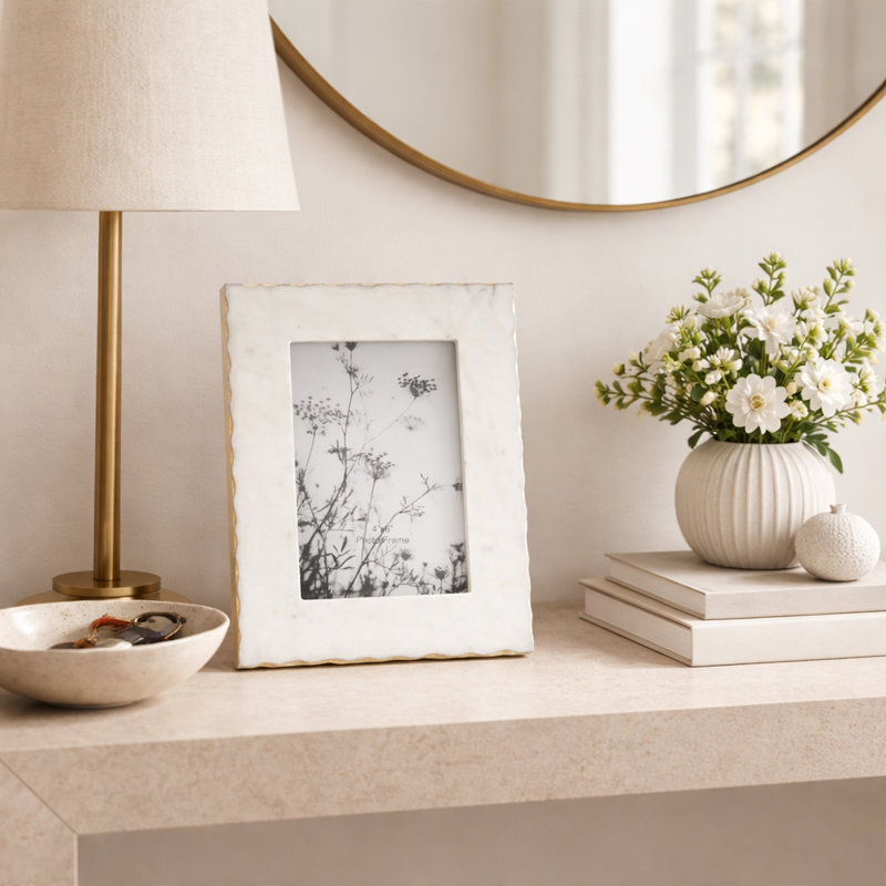 Whitby Marble and Wood Photo Frame, 4" x 6"
