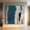 Très grand art mural imprimé sur toile - Conception abstraite verticale avec des détails sarcelle, noirs, orange et verts pour le salon ou la chambre à coucher - «Assemblage requis du cadre (cadre non fini)»