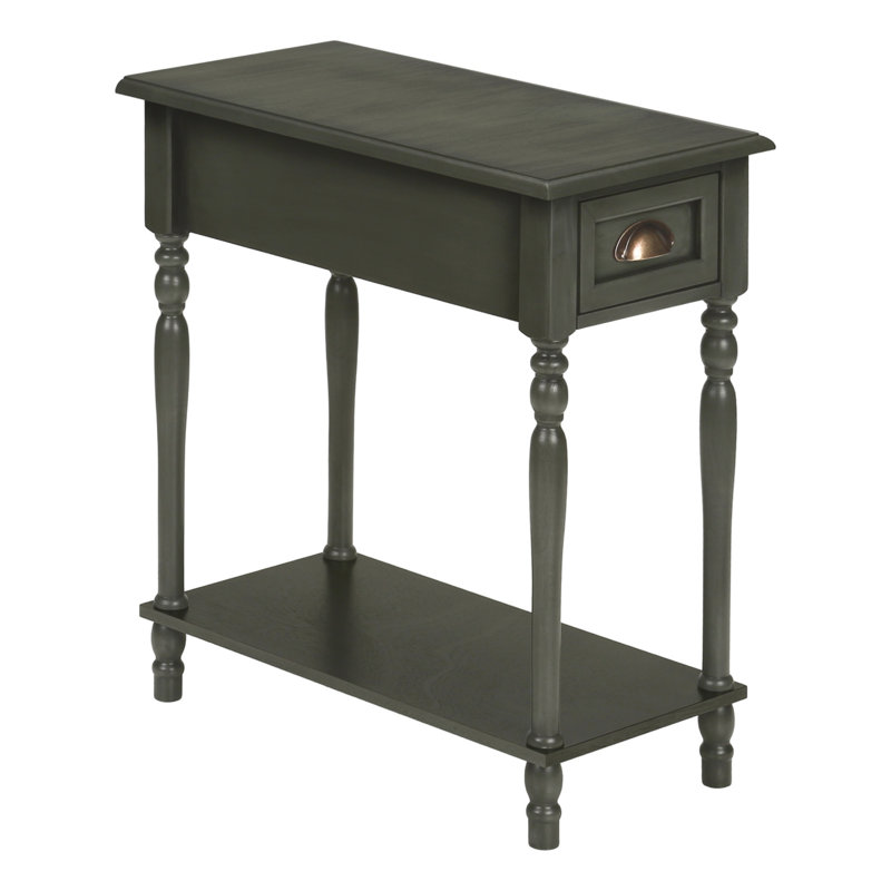 Table d'appoint, table d'appoint à 2 niveaux, table de bout, étroite, table de chevet, chambre à coucher, lampe, tiroir de rangement