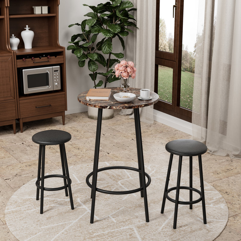Ensemble de table de bar avec 2 tabourets de bar - table de pub moderne, Noir, noir, noir, noir, Noir, noir, noir, noir