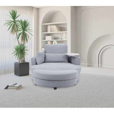 Fauteuil demi-tonneau pivotant de 51 po avec repose-pieds Lasean