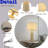 1-light 21'' Vintage Classic Natural Travetine Tapered Table Lamp With Beige Linen Shade For Bedroom And Living Room