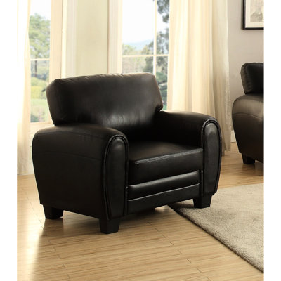 Chaise de style rétro en similicuir noir avec structure en bois massif pour salon moderne et pièce en contreplaqué