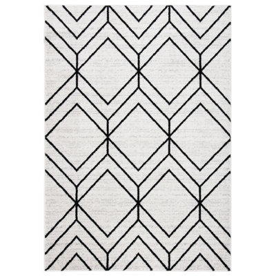 Cargian Geometric Light Gray/Black Area Rug