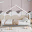 Cadre de lit double pour enfant avec bandes lumineuses à DEL, cadre en fer en forme de toit, L 78,5 po x l 55,9 po x H 58,4 po-791815257