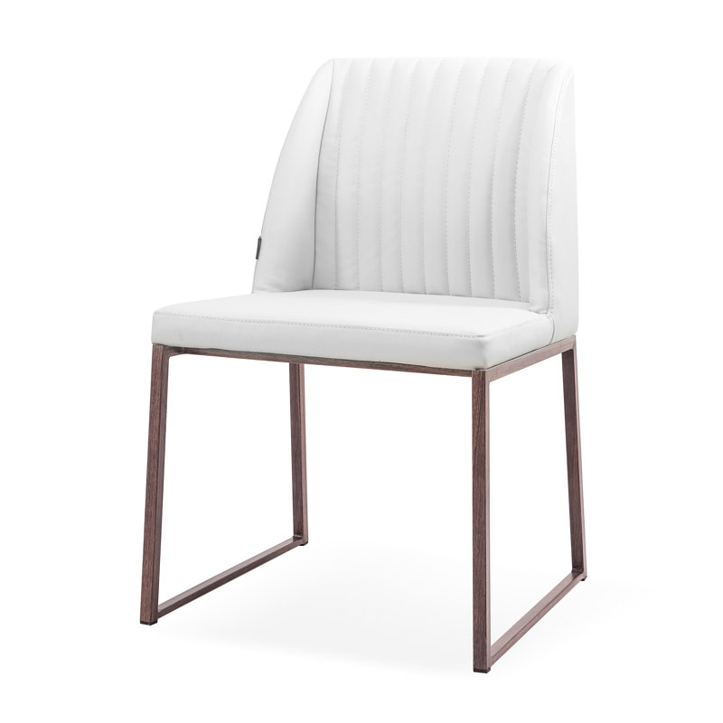 Dejonae 18.5'' H Leatherette Upholstered Side Chair, White/Brown