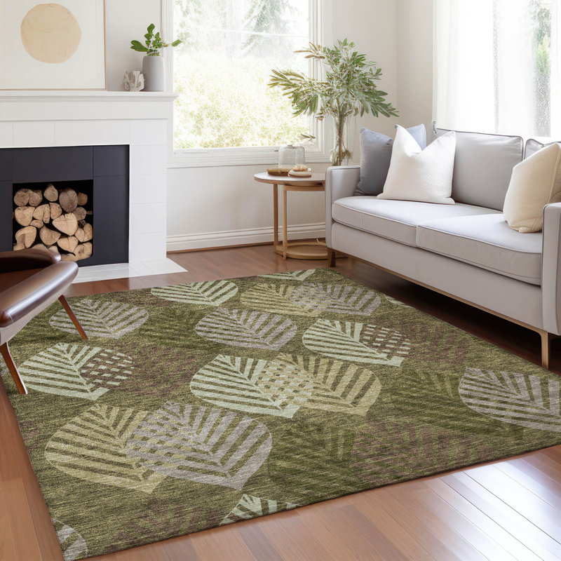 Neysa Washable Floral Indoor / Outdoor Rug, Rectangle 9' x 12'
