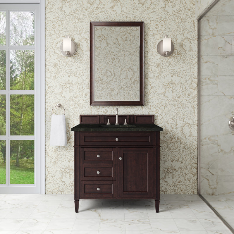 Brittany 36'' W Single Vanity, Burnished Mahogany, 8" Widespread, Phantome Eclos