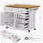 K&K 52'' Kitchen Island with Drop Leaf, Embossed Texture Kitchen Island on Wheels with Spice Rack, Towel Rack, 2 Doors and 5 Drawers, Kitchen Storage Cart with Adjustable Shelf for Kitchen, White-1737627227