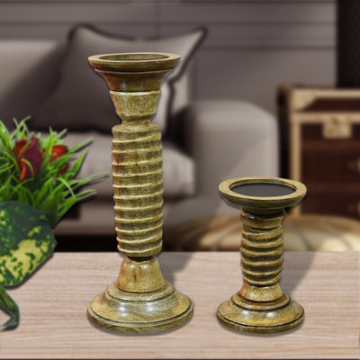 Wood Tabletop Candlestick