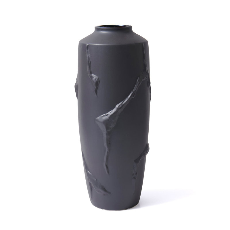 Elegant Ceramic Floor Vase, Black, 5.1 x 5.1 x 14.2 inches | 100% Premium Ceramic, Perfect for Home Décor | Ideal for Floral Arrangements & Stylish Accent Pieces in Living Room or Entryway