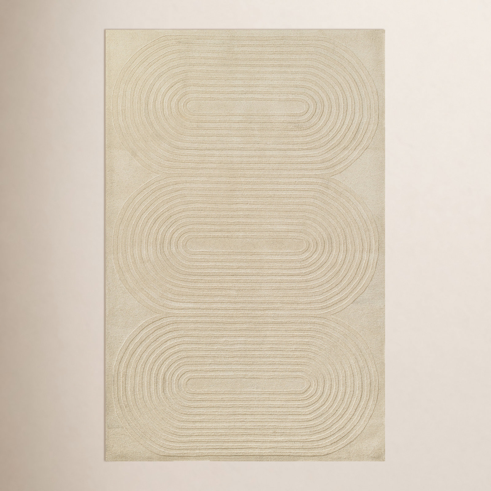 Tillie Ivory Hand-Tufted Geometric Wool Rug, Rectangle 9' x 12'