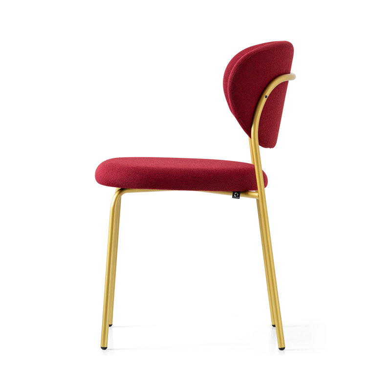 Cozy Upholstered Chair with Metal Frame, Burgundy, Painted Brass
