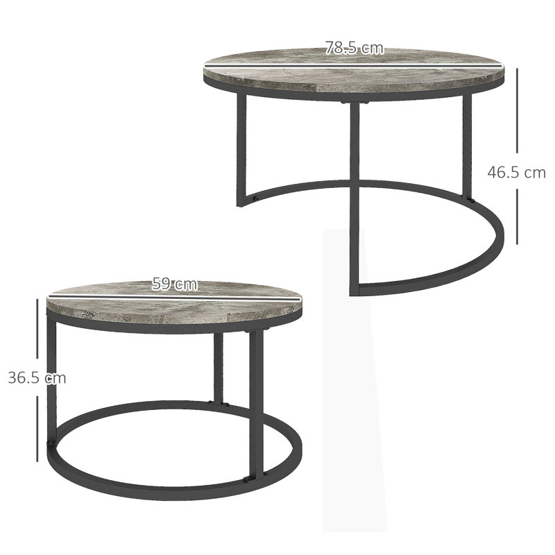 Cotten Frame Coffee Table, Faux Cement Grey