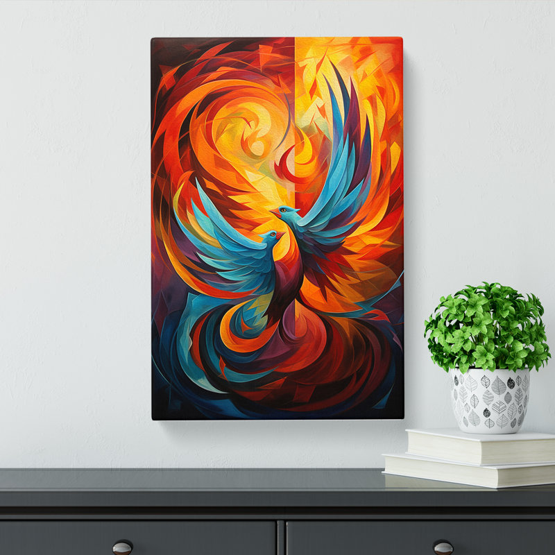 Phoenix Cubism Art - Wrapped Canvas, 50cm H x 35cm W x 3cm D