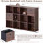 Étagère de rangement de 47 po avec 12 cubes et 2 tiroirs en tissu, bibliothèque en bois rustique noyer et vitrine pour bureau, chambre à coucher, salon et bureau, individuel-481928811-481928810-481928822