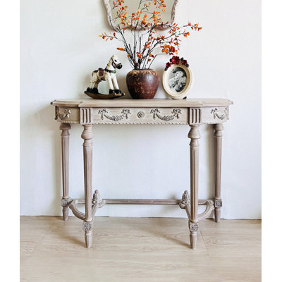 Console en bois massif patiné French Country